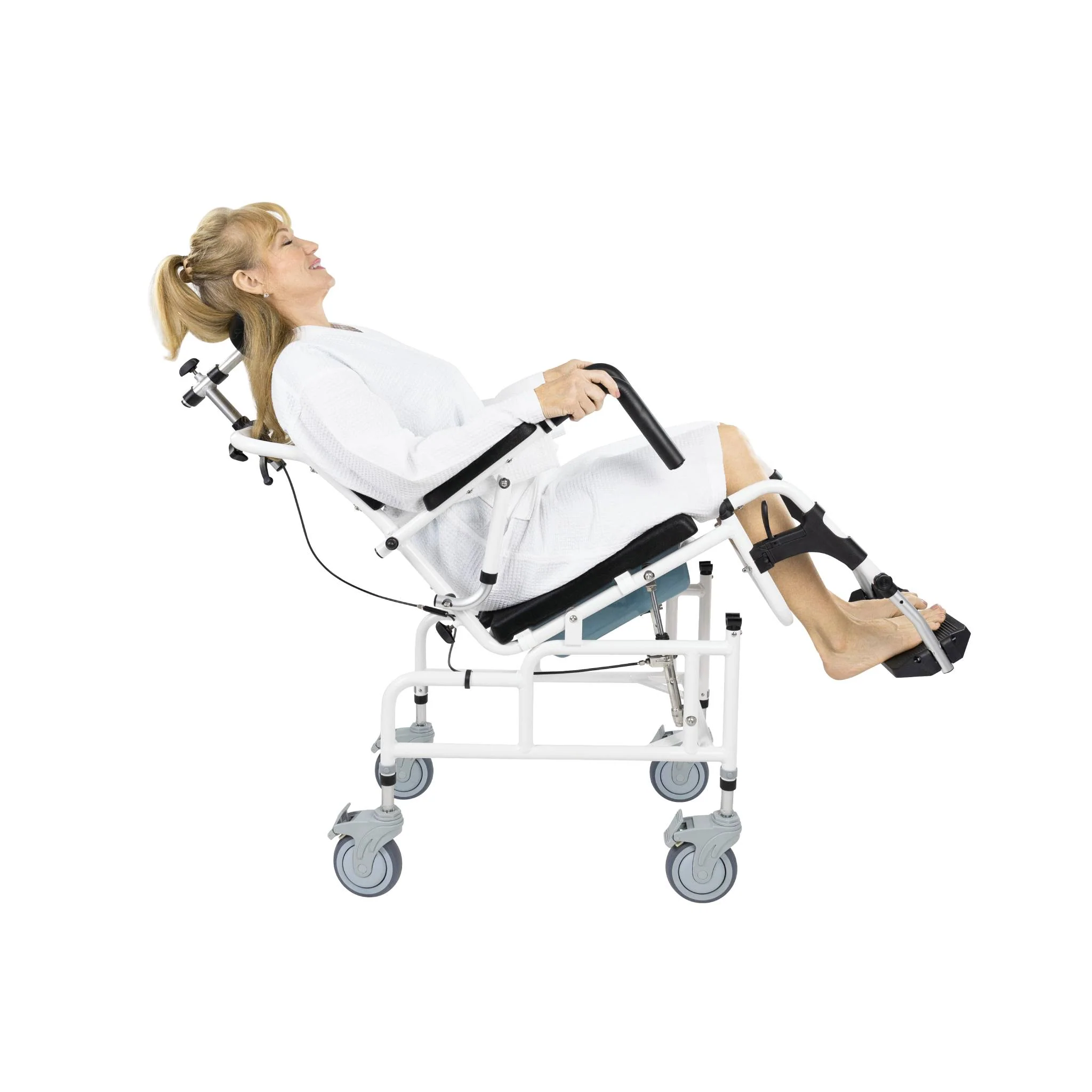 VIVE Reclining Shower Commode Transport Chair #MOB1082WHT - Image 3