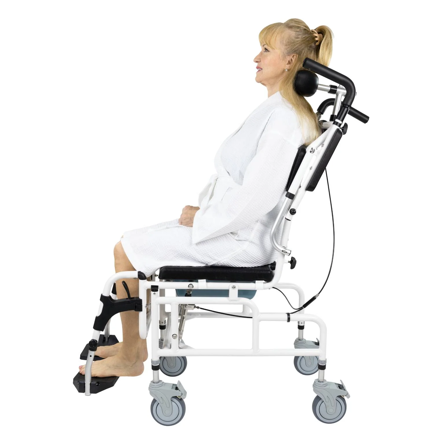 VIVE Reclining Shower Commode Transport Chair #MOB1082WHT - Image 4