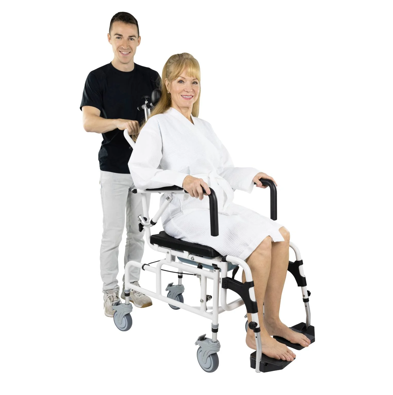 VIVE Reclining Shower Commode Transport Chair #MOB1082WHT - Image 5